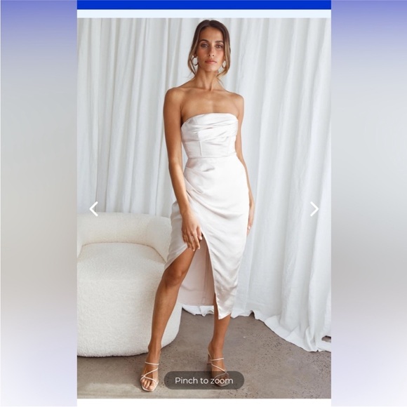 Selfie Leslie Cream Strapless Midi Dress - Picture 2 of 5